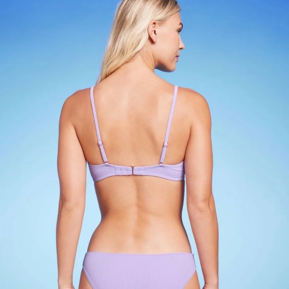 SHADE & SHORE WOMENS RIBBED BIKINI SWIM TOP LAVENDER